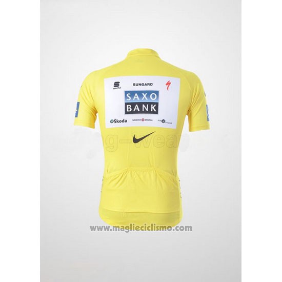 2010 Abbigliamento Ciclismo Saxobank Lider Giallo Manica Corta e Salopette